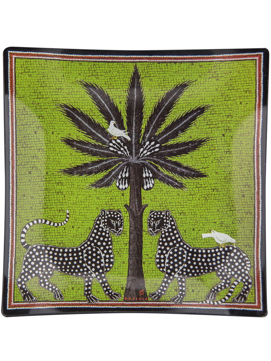 ORTIGIA - Piatto di Vetro Mosaico Verde 25 x 25cm
